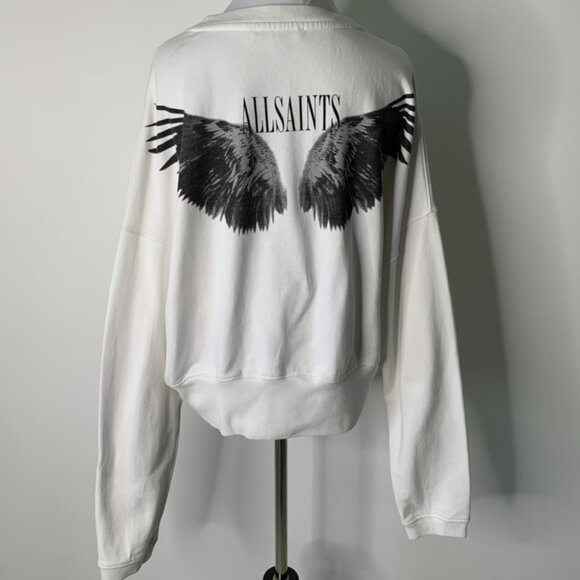 All Saints Women's White Wingan Enrico Long Sleeve Sweatshirt Size Medium - Picture 8 of 14